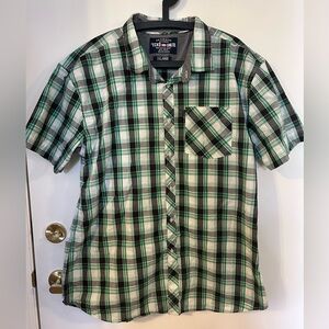 Ecko Unlimited Men's Black, Grey and Green Plaid Shirt size 3XL